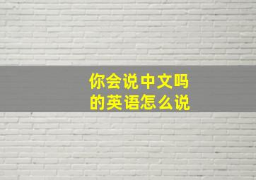 你会说中文吗 的英语怎么说